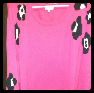 Crown & Ivy Pink Sweater Tunic Cheetah 3x